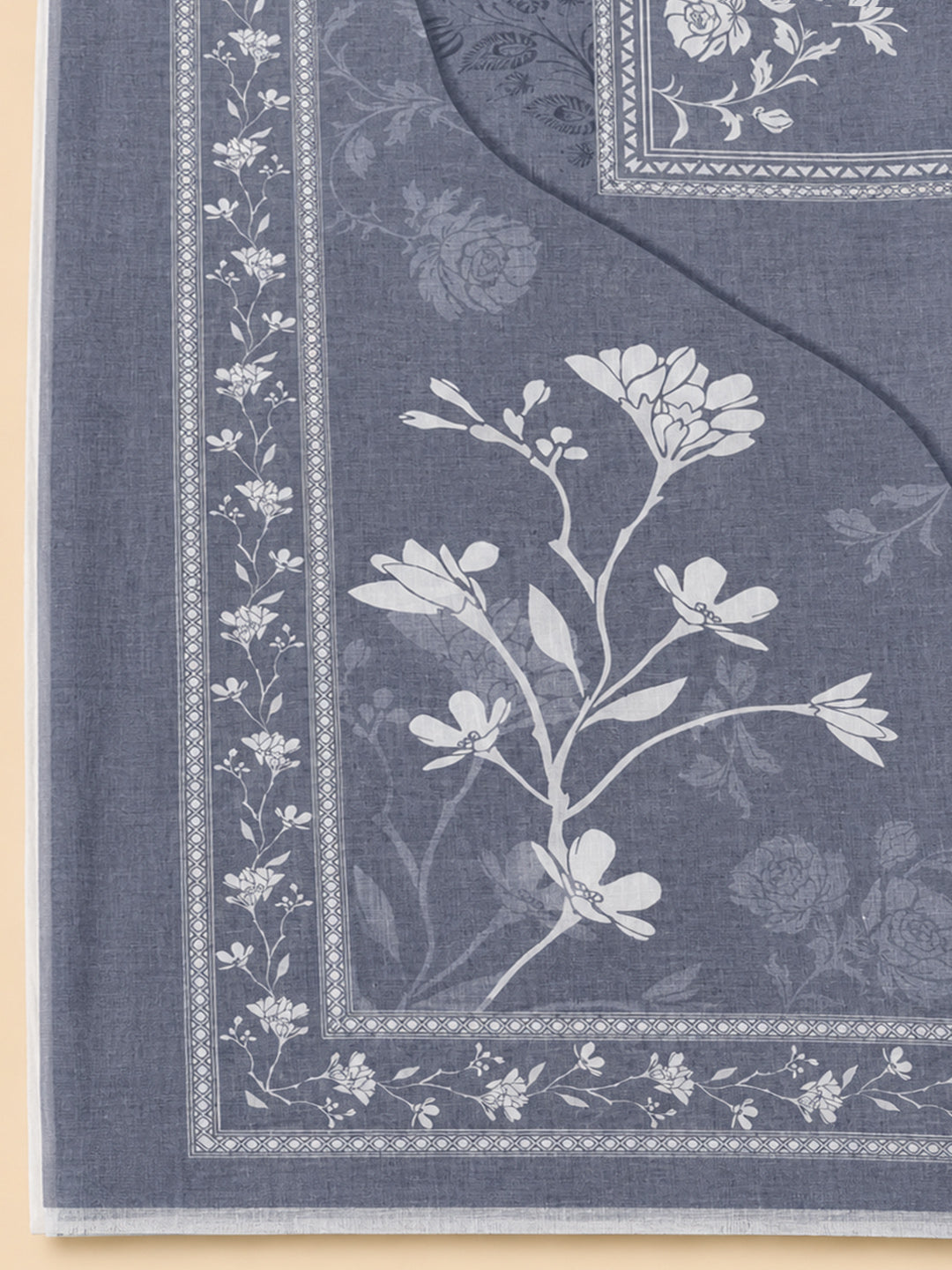 Grey  Chanderi Unstitched Dress Material
