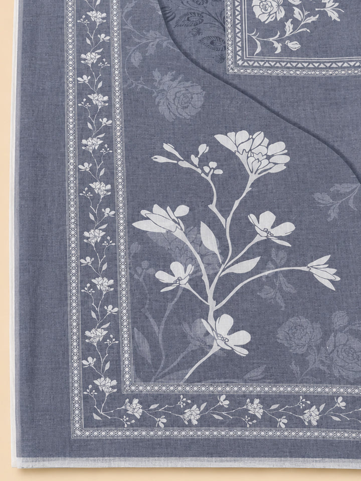 Grey  Chanderi Unstitched Dress Material