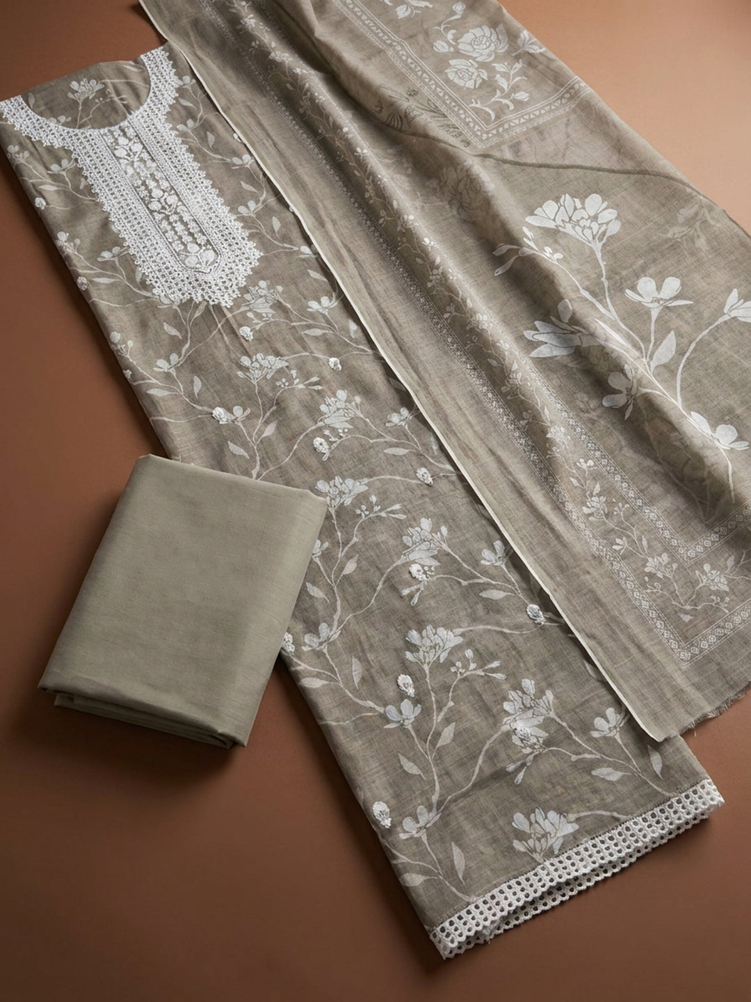 Mouse  Chanderi Unstitched Dress Material