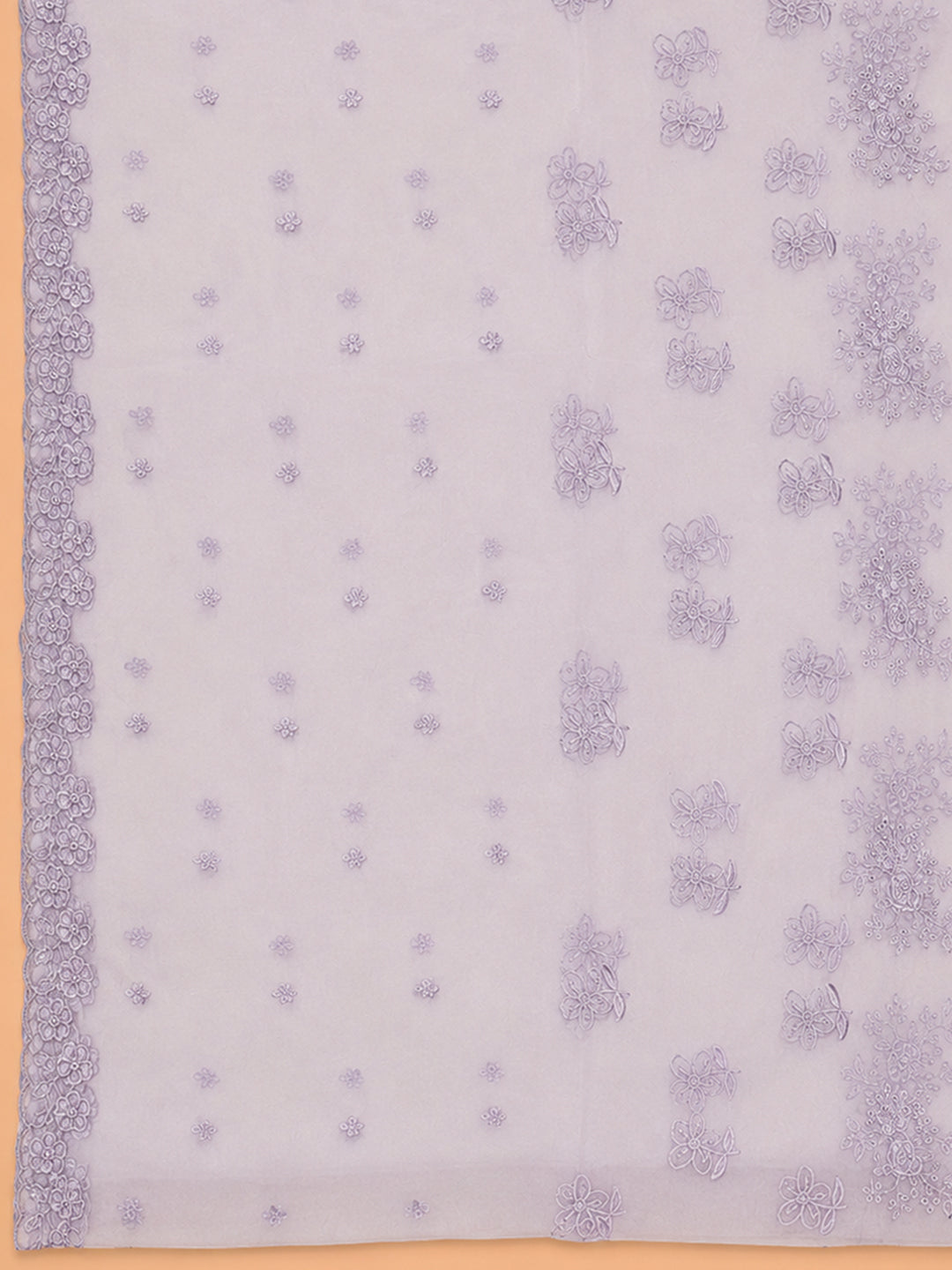 Lavender Embroidery Chanderi Unstitched Dress Material