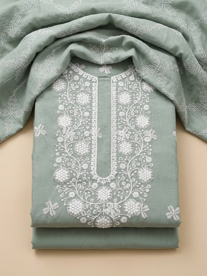 Aqua  Cotton Unstitched Dress Material