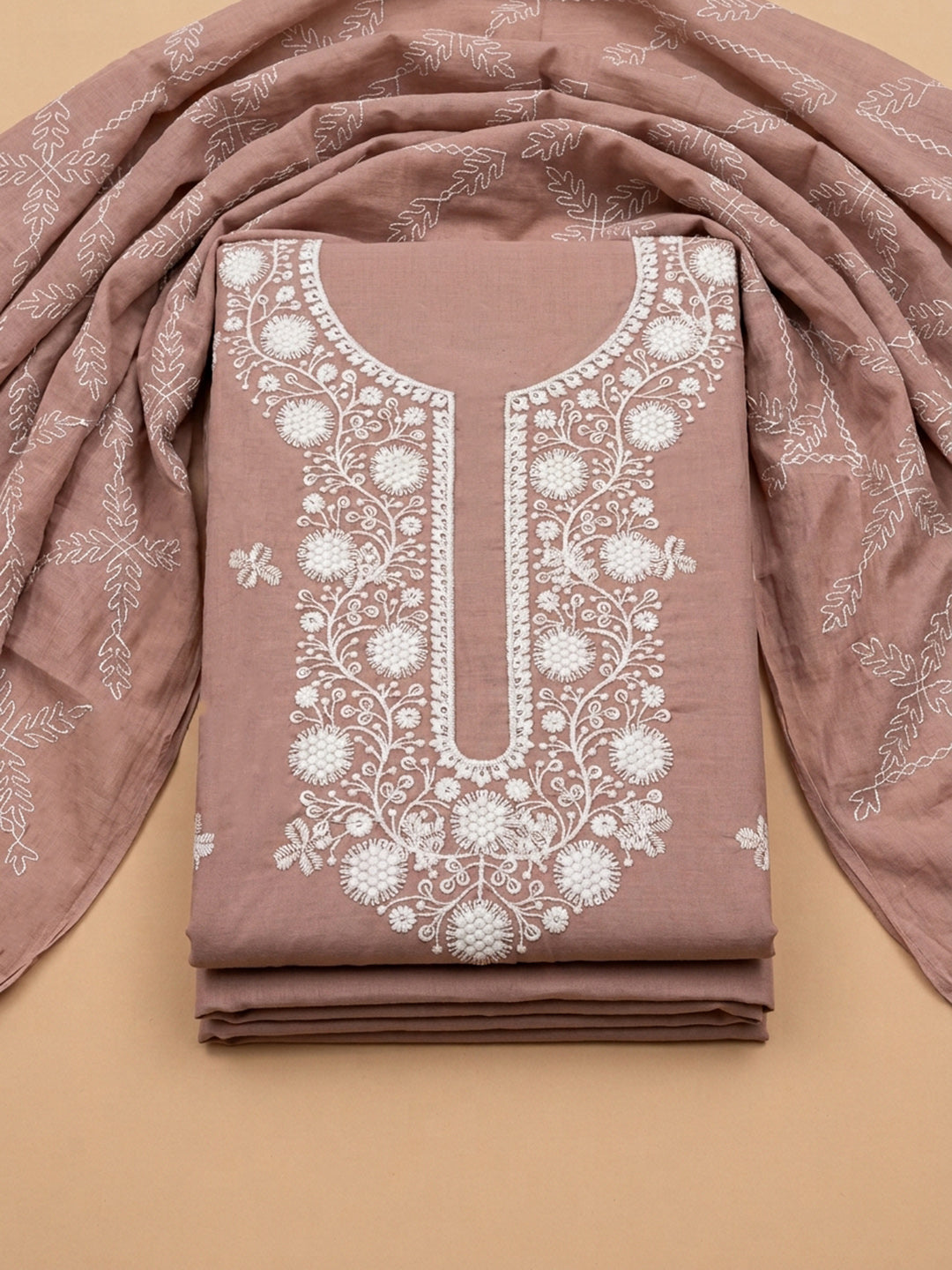 Onion Pink  Cotton Unstitched Dress Material