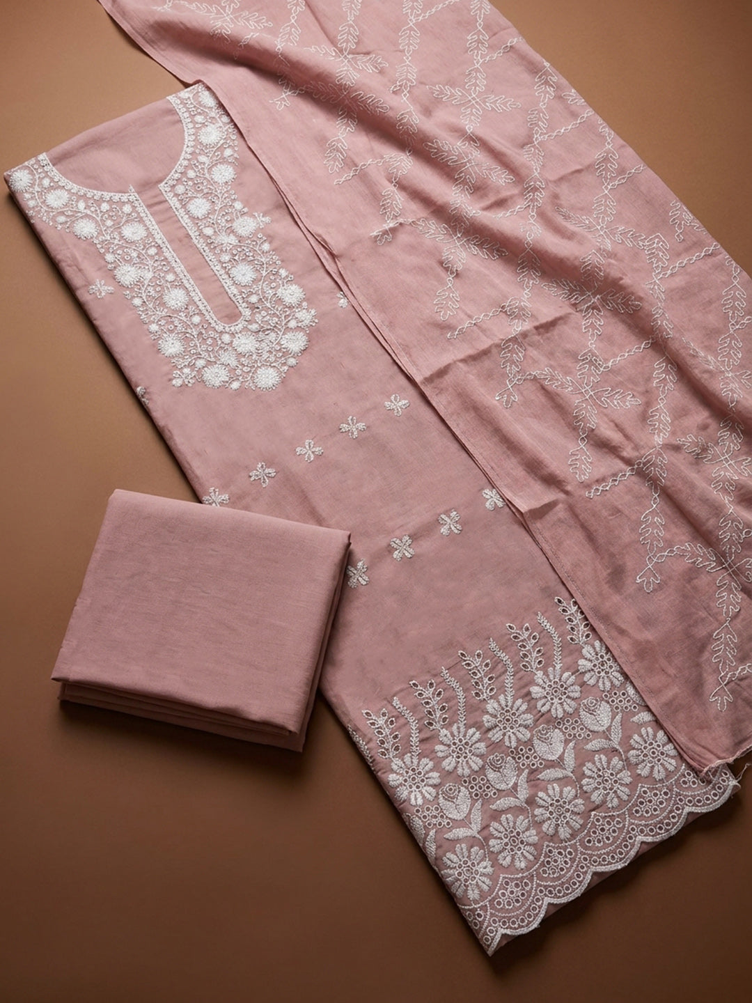 Onion Pink  Cotton Unstitched Dress Material