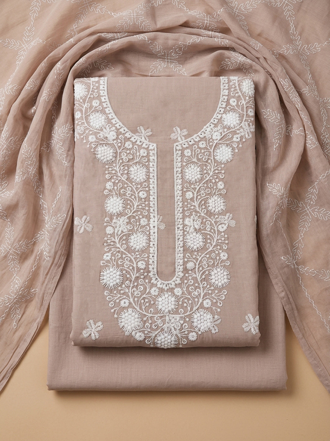 Peach  Cotton Unstitched Dress Material