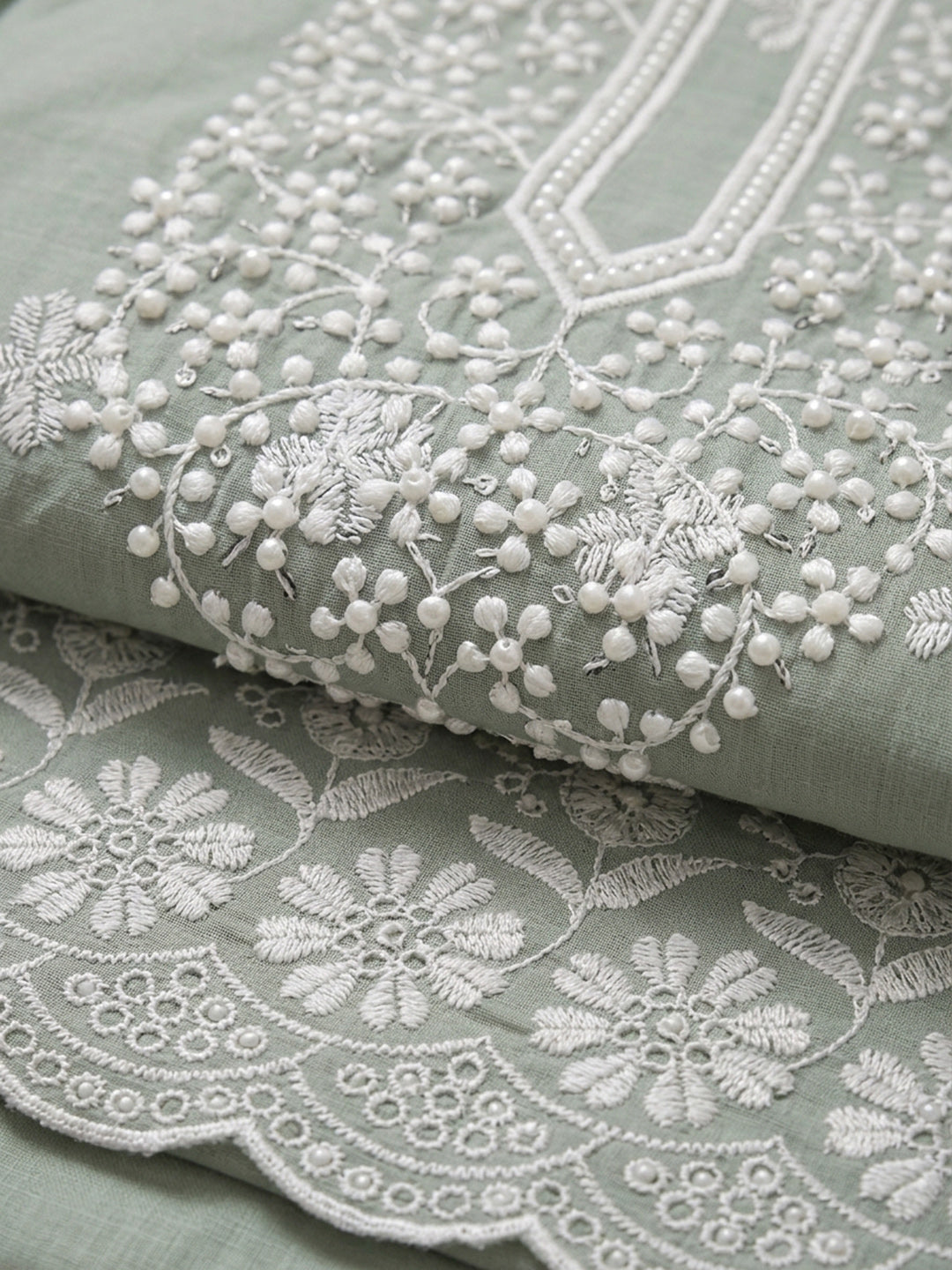 Grey  Cotton Unstitched Dress Material