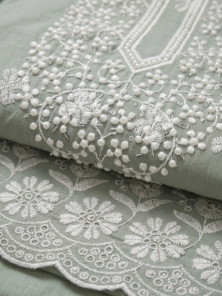 Grey  Cotton Unstitched Dress Material