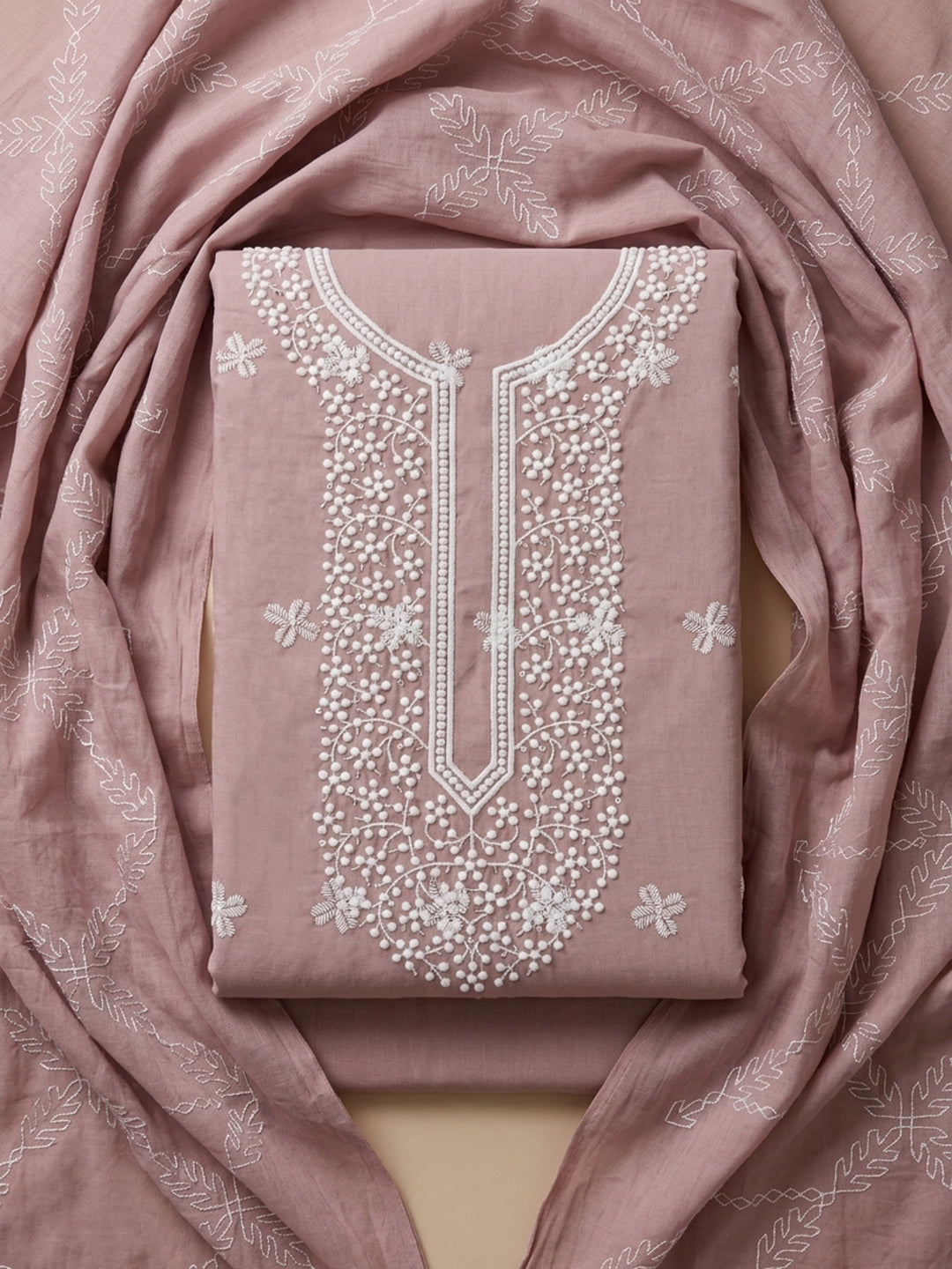 Onion Pink  Cotton Unstitched Dress Material