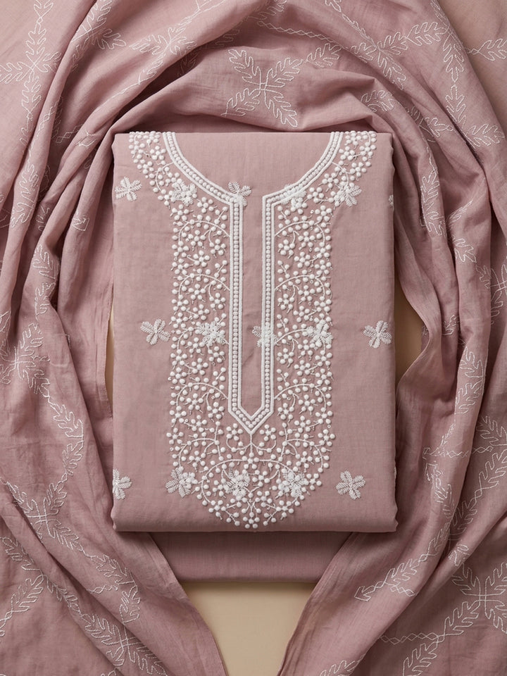 Onion Pink  Cotton Unstitched Dress Material