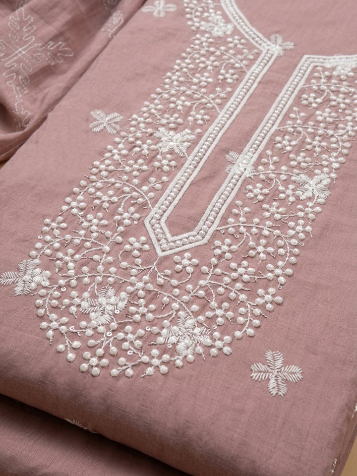 Onion Pink  Cotton Unstitched Dress Material