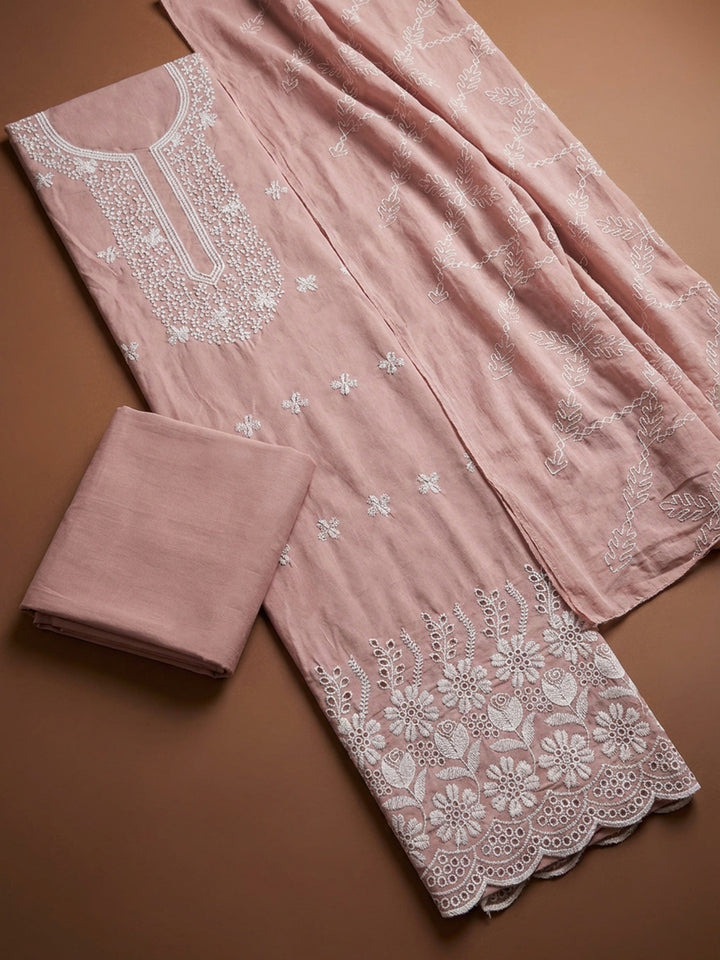 Onion Pink  Cotton Unstitched Dress Material