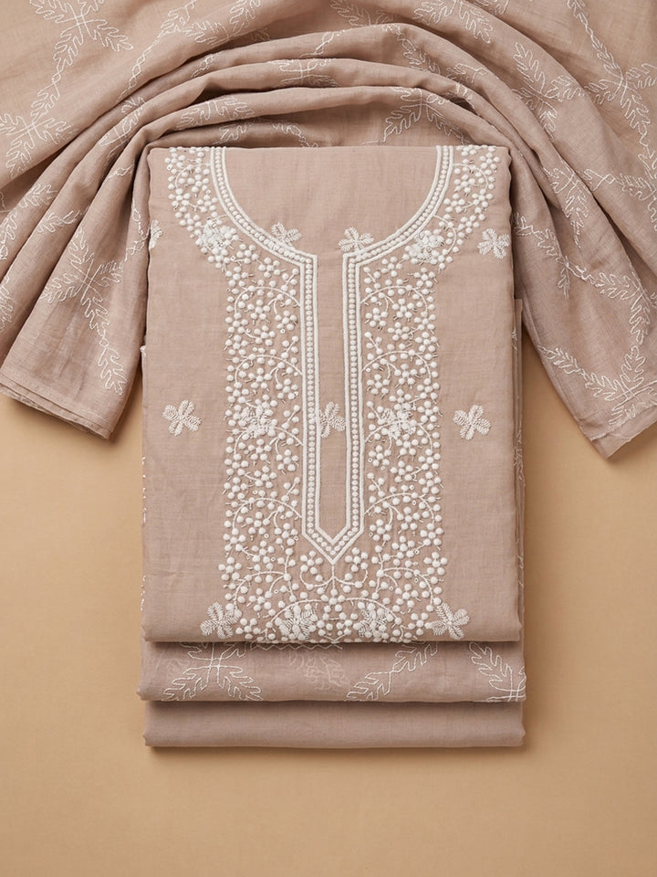Peach  Cotton Unstitched Dress Material