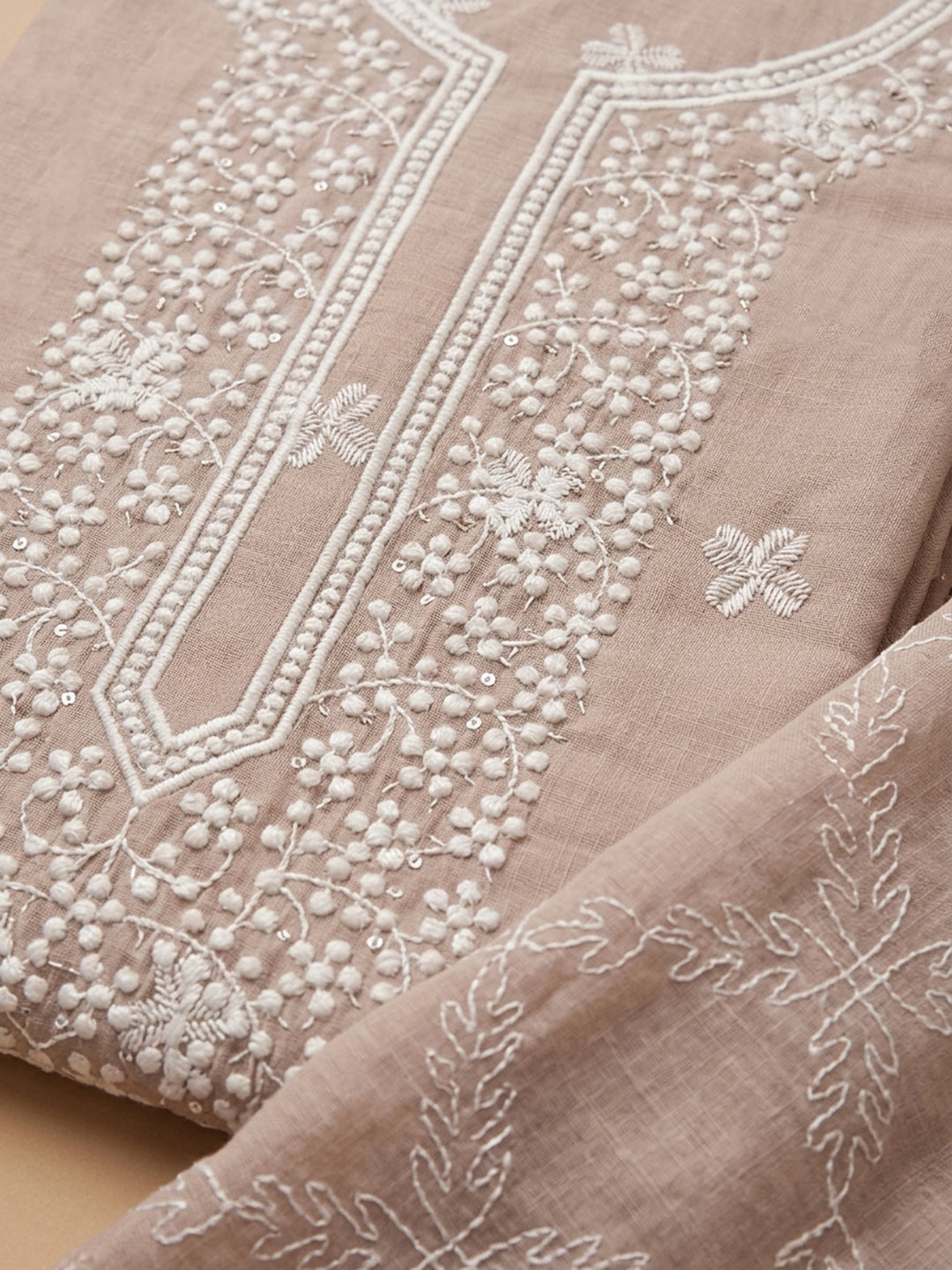 Peach  Cotton Unstitched Dress Material