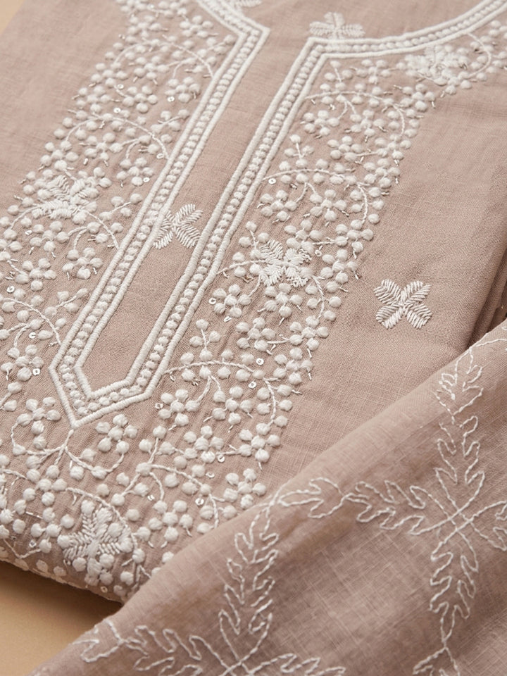 Peach  Cotton Unstitched Dress Material