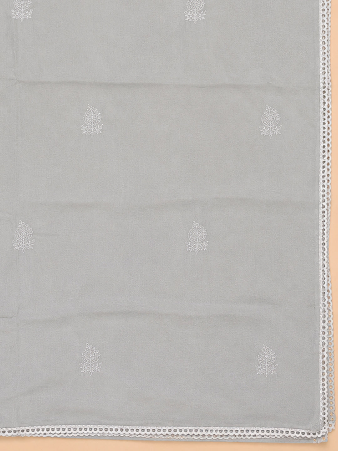 Grey Embroidery Cotton Unstitched Dress Material
