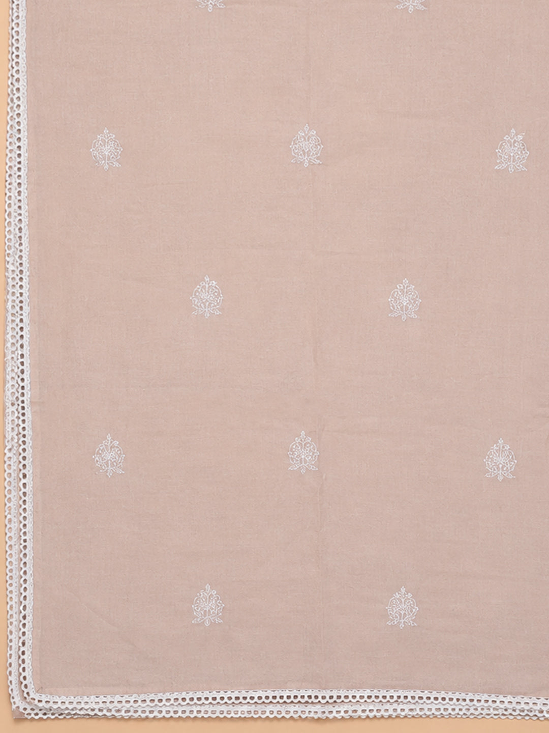 Peach Embroidery Cotton Unstitched Dress Material