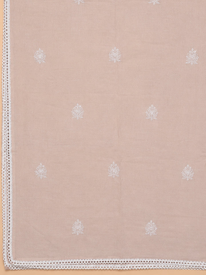 Peach Embroidery Cotton Unstitched Dress Material