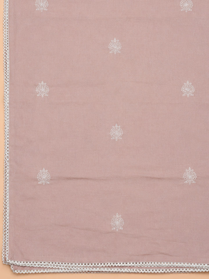 Pink Embroidery Cotton Unstitched Dress Material