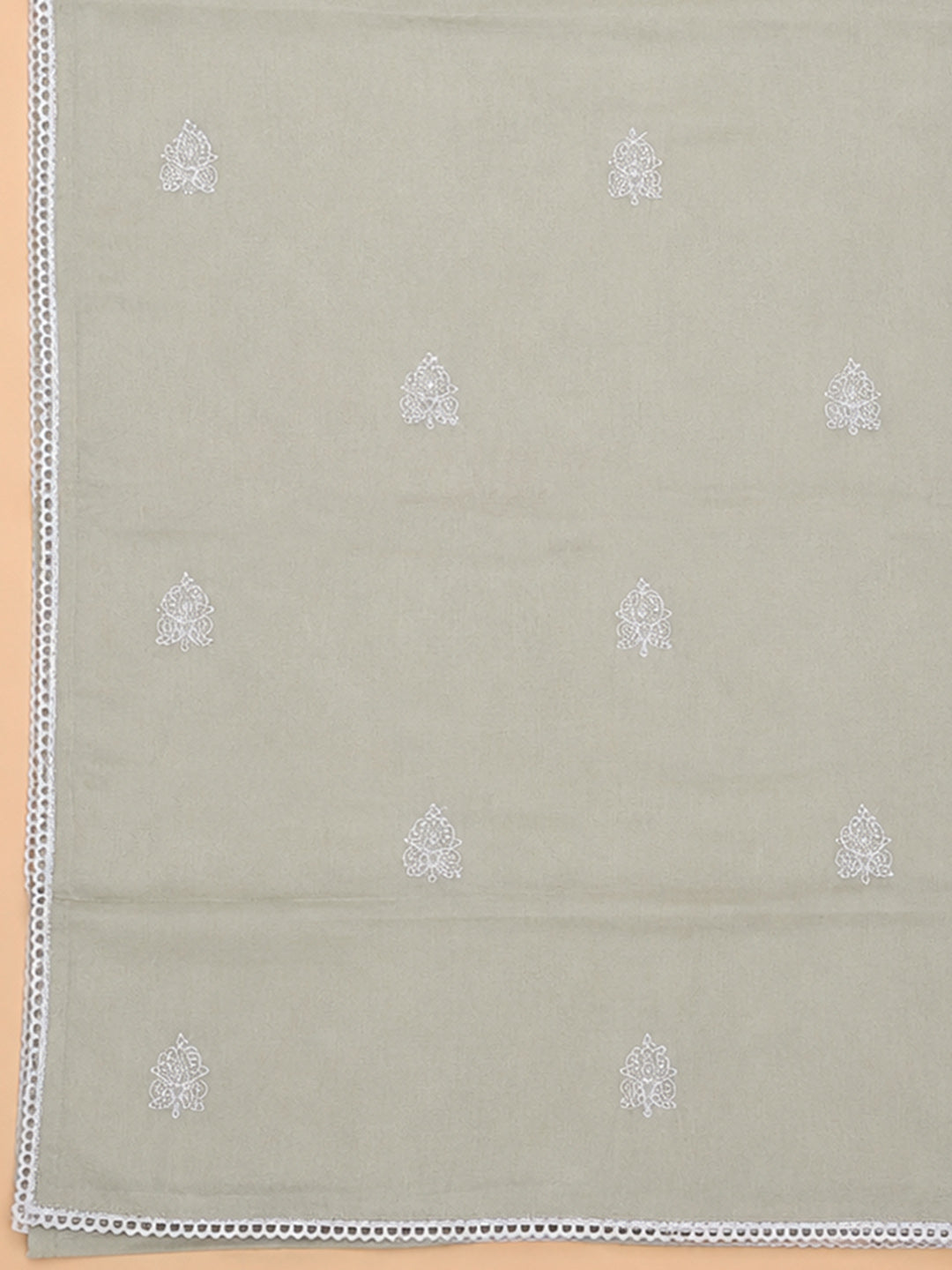 Pista Green Embroidery Cotton Unstitched Dress Material