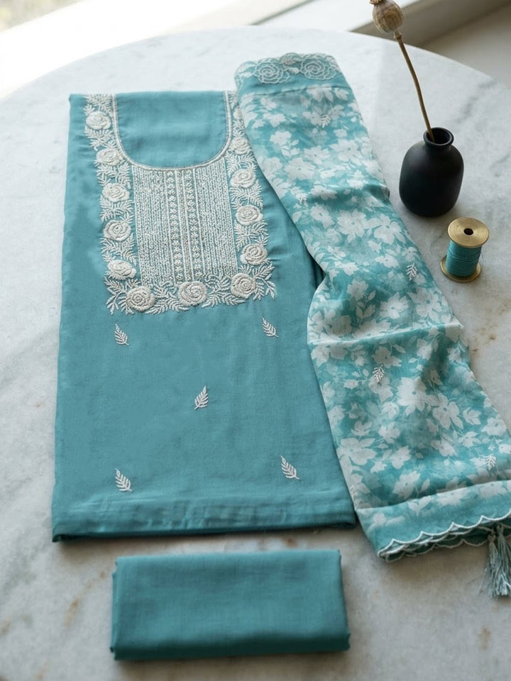 Firozee  Chanderi Unstitched Dress Material