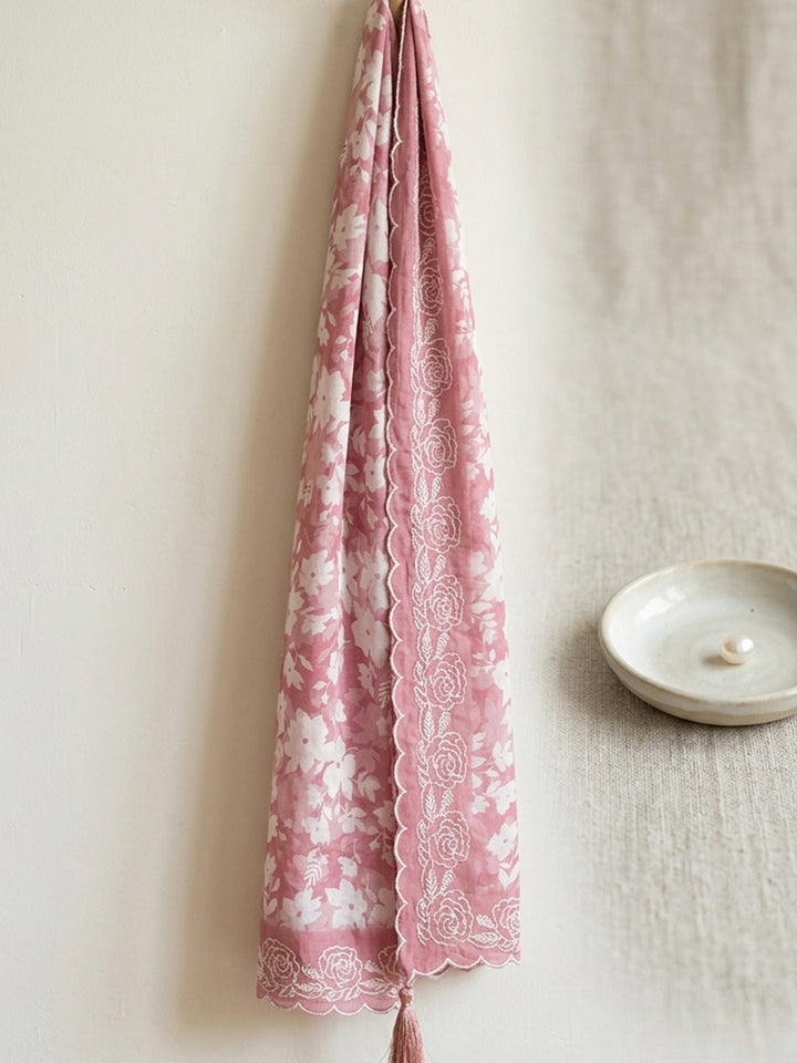 Pink  Chanderi Unstitched Dress Material