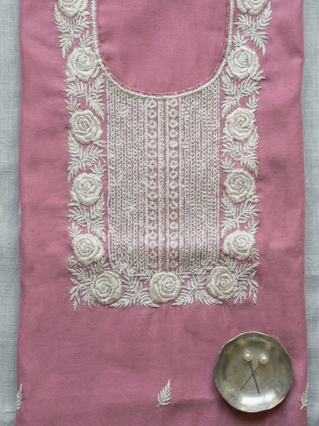 Pink  Chanderi Unstitched Dress Material