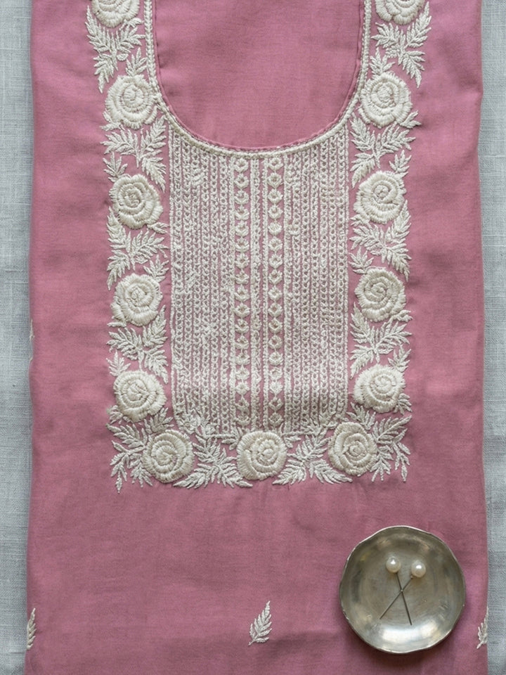Pink  Chanderi Unstitched Dress Material