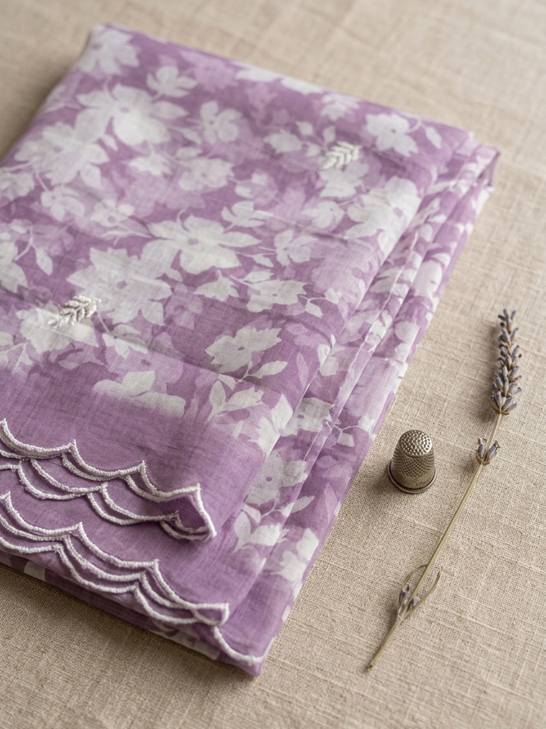 Purple  Chanderi Unstitched Dress Material