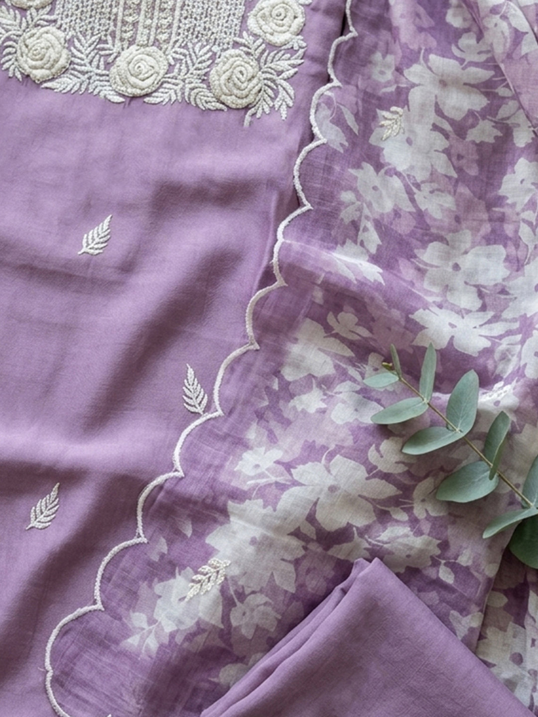 Purple  Chanderi Unstitched Dress Material