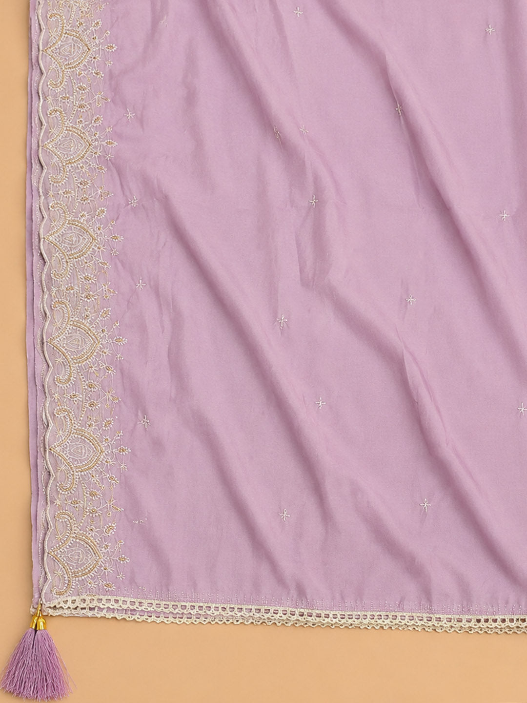 Onion Pink Embroidered Chanderi Unstitched Suit &amp; Pant With Chanderi Dupatta