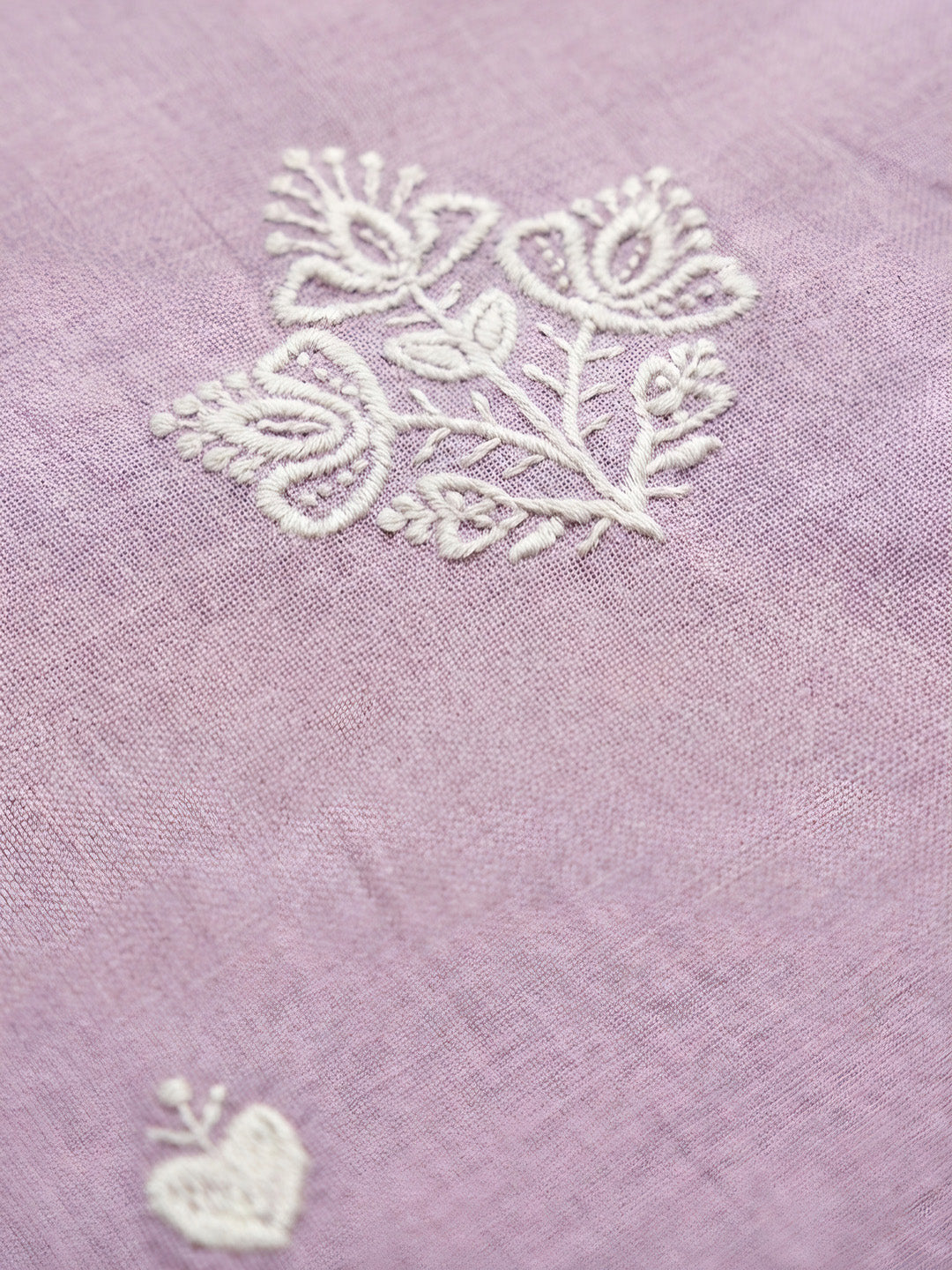 Lavender Embroidered Chanderi Unstitched Suit &amp; Pant With Chanderi Dupatta