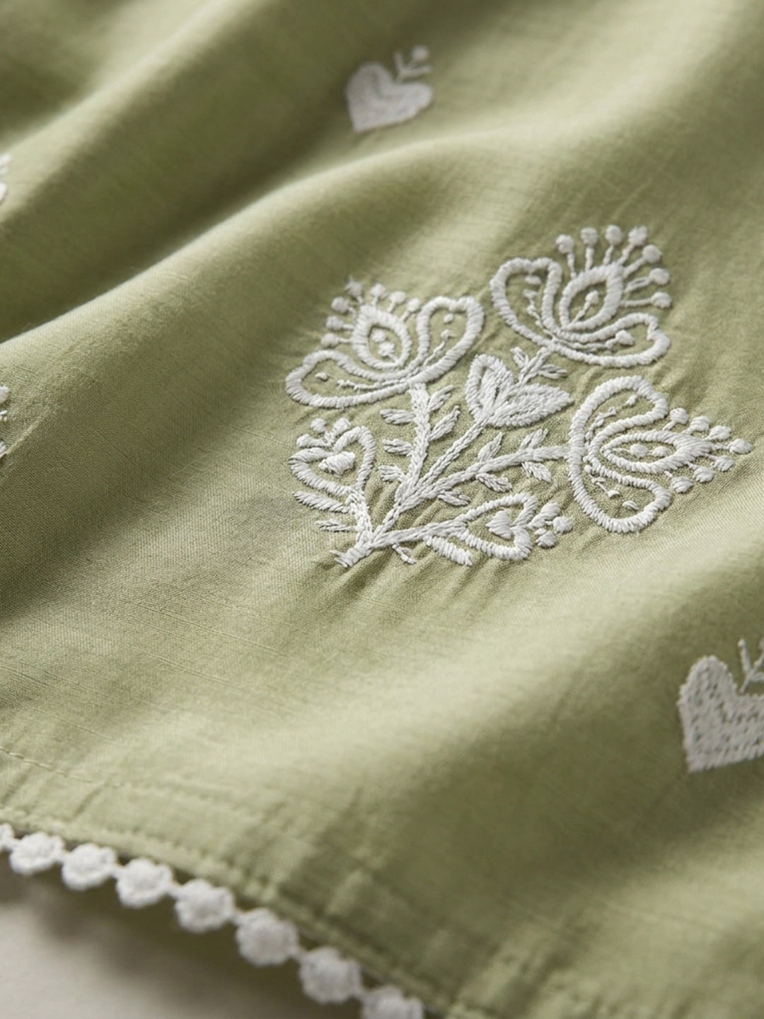 Pista Green Embroidered Chanderi Unstitched Suit &amp; Pant With Chanderi Dupatta