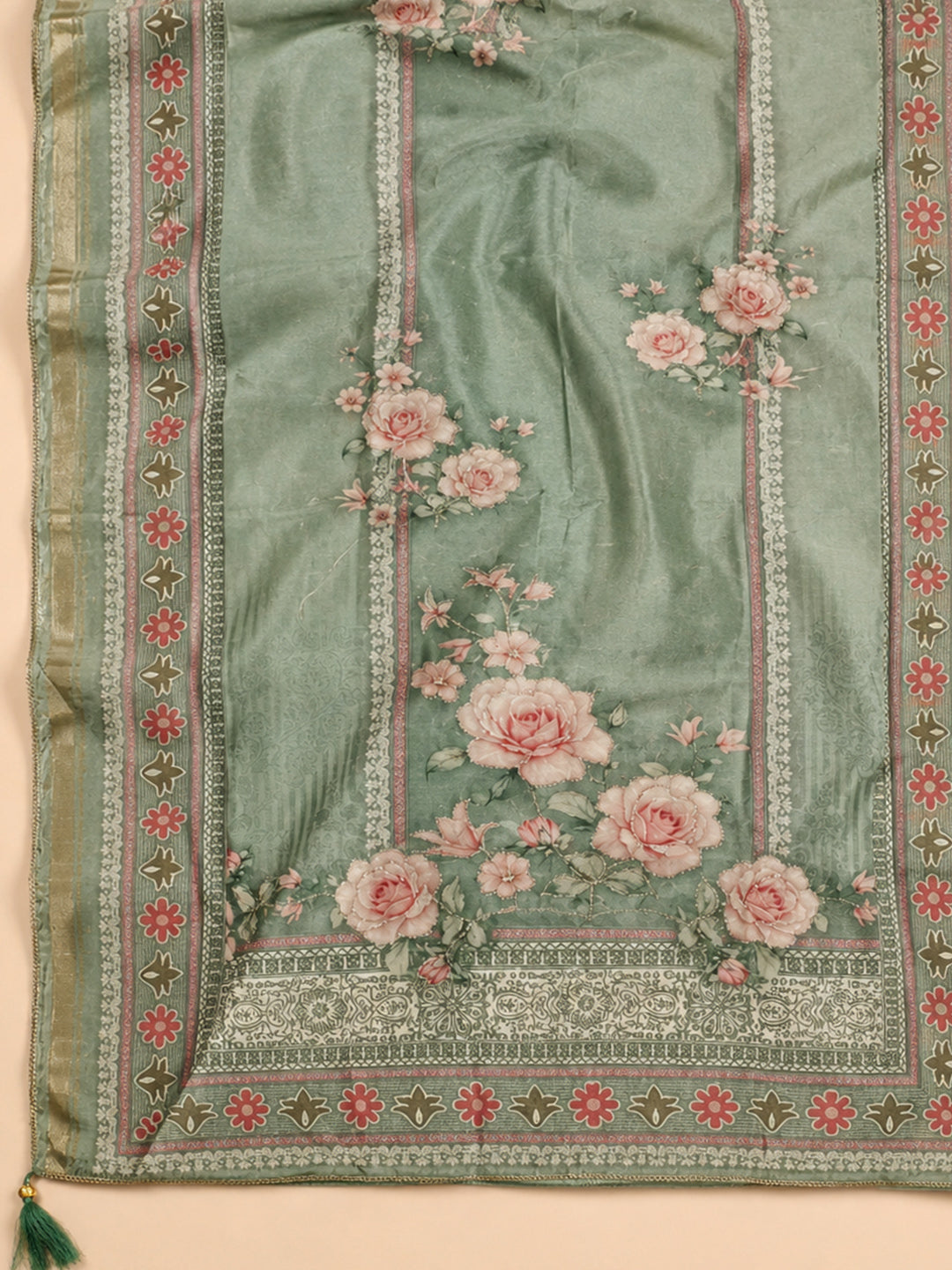 Aqua Green  Linen Blend Unstitched Dress Material