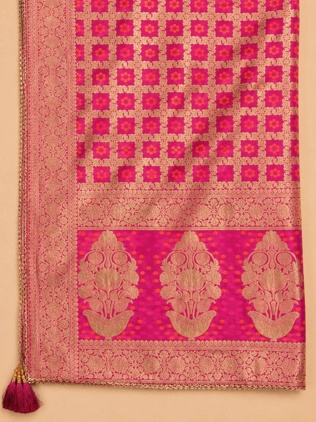 Firozee Embroidered Cotton Blend Unstitched Suit &amp; Pant With Banarsi Dupatta