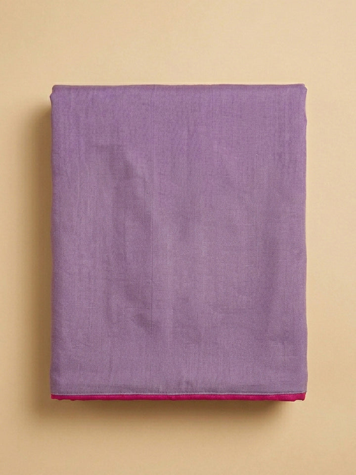 Lavender Embroidered Cotton Blend Unstitched Suit &amp; Pant With Banarsi Dupatta