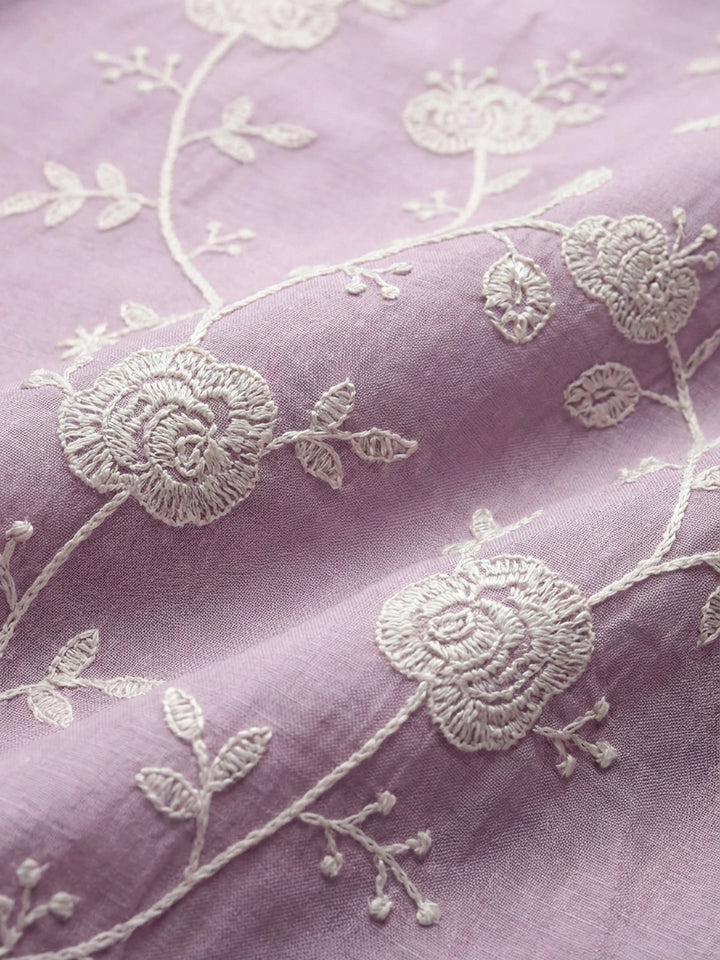 Onion Pink Embroidered Chanderi Unstitched Suit &amp; Pant With Chanderi Dupatta