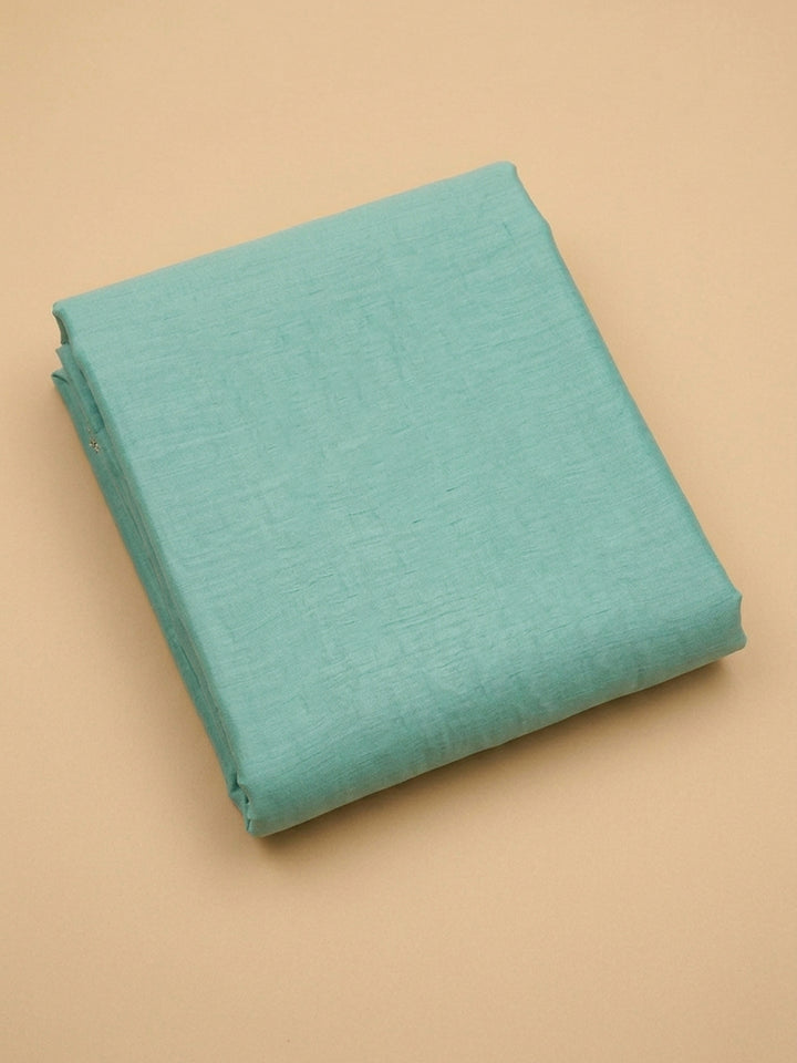 Sea Green Embroidered Chanderi Unstitched Suit &amp; Pant With Chanderi Dupatta