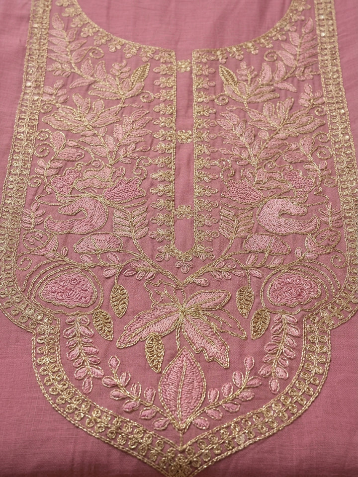 Peach  Chanderi Unstitched Dress Material