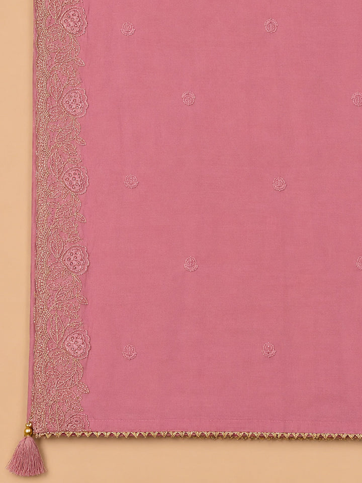 Peach  Chanderi Unstitched Dress Material
