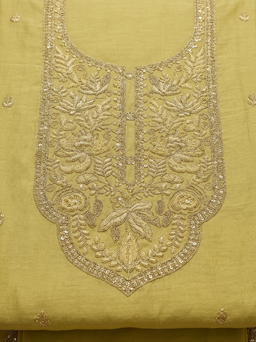 Yellow  Chanderi Unstitched Dress Material