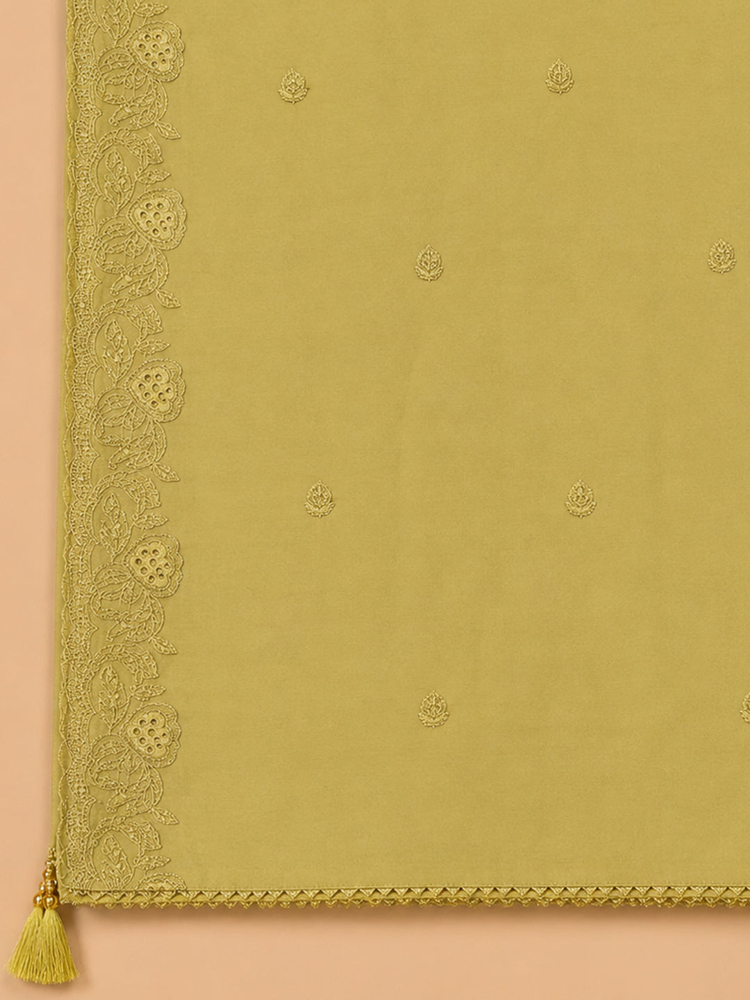 Yellow  Chanderi Unstitched Dress Material