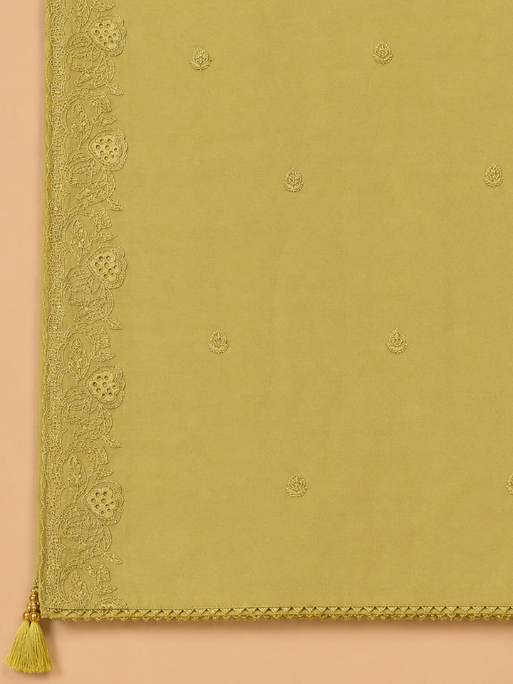 Yellow  Chanderi Unstitched Dress Material