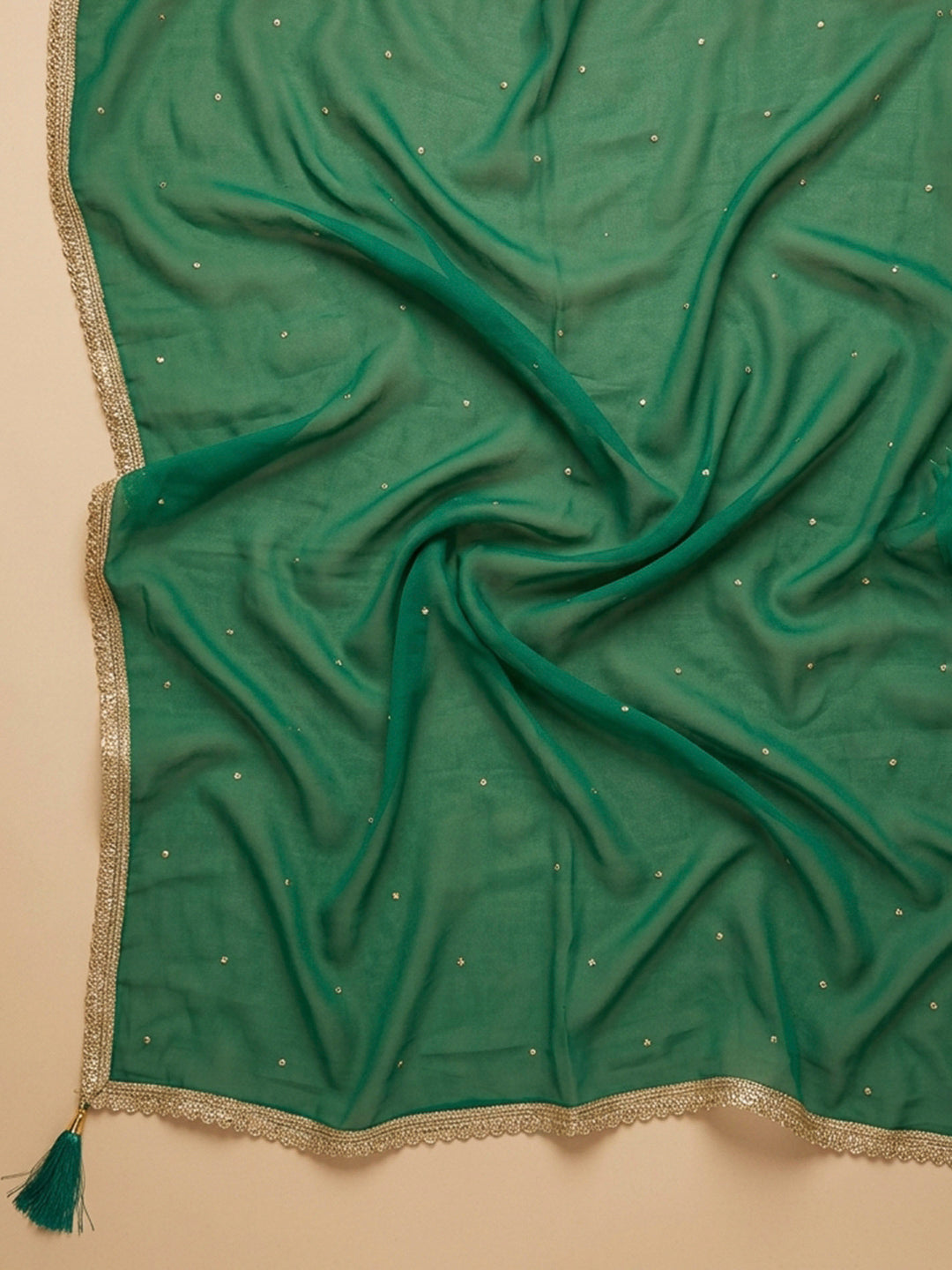 Green Embroidery Cotton Blend Unstitched Dress Material