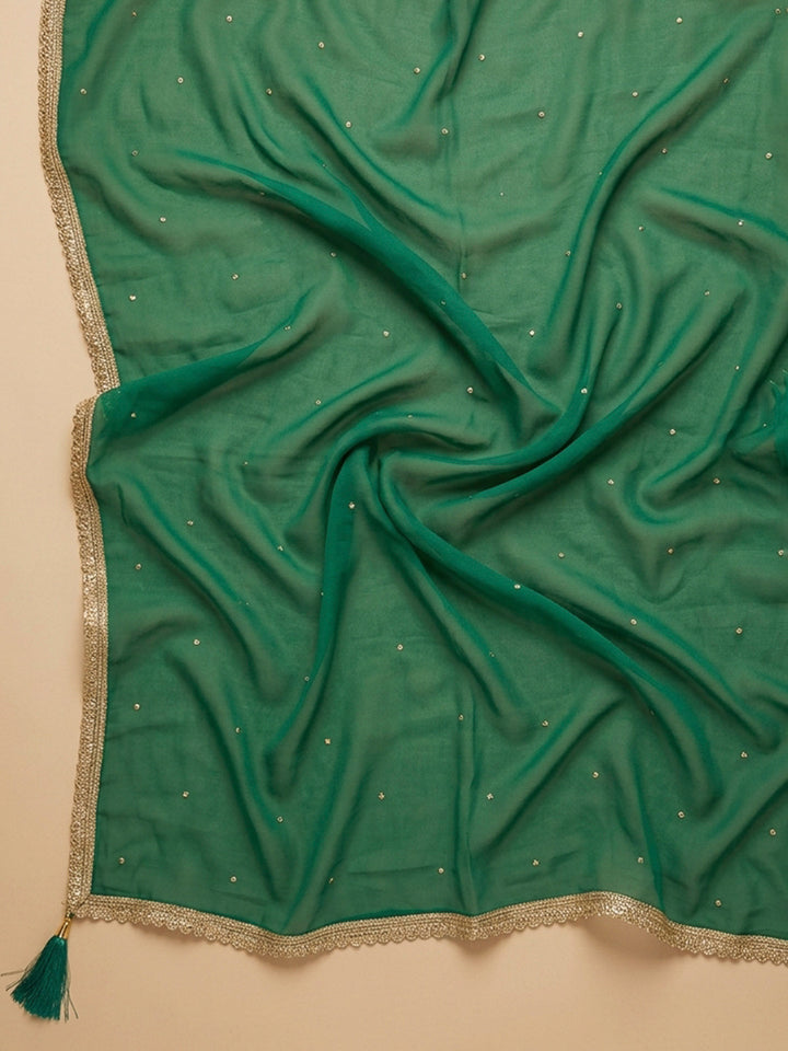 Green Embroidery Cotton Blend Unstitched Dress Material