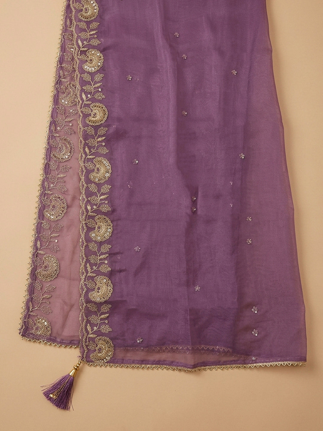 Purple Embroidery Chanderi Unstitched Dress Material