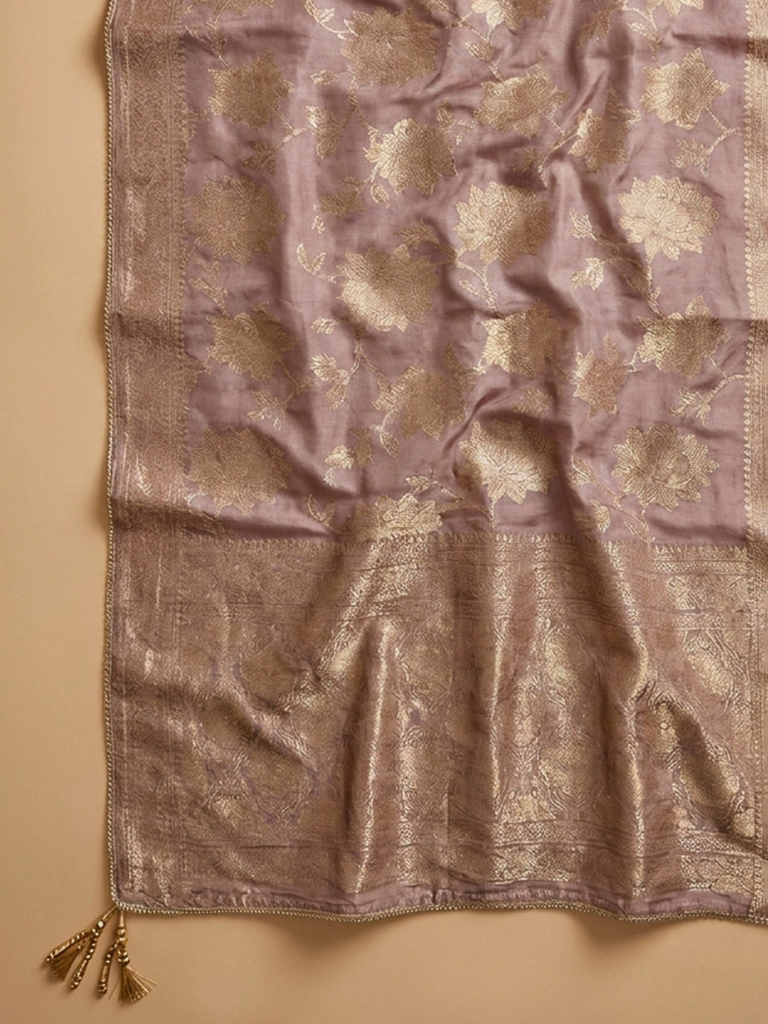 Onion Pink Embroidery Chanderi Unstitched Dress Material
