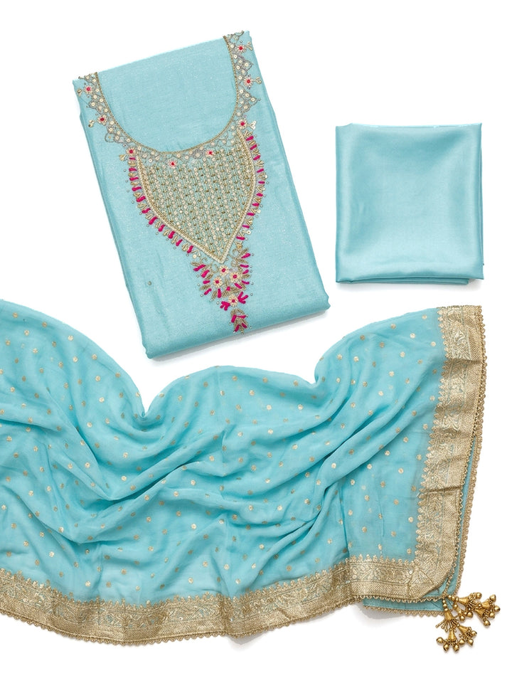 Firozee Embroidery Chanderi Unstitched Dress Material