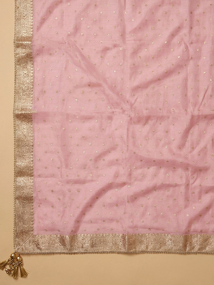 Pink Embroidery Chanderi Unstitched Dress Material