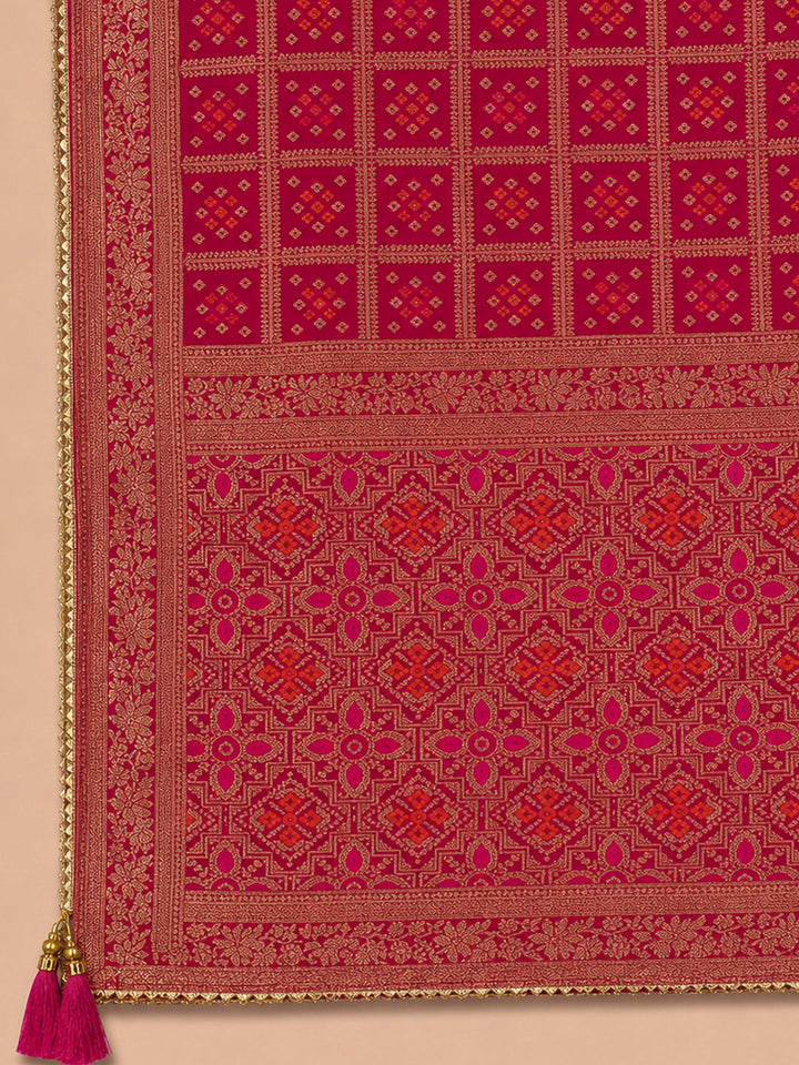 Mehndi Embroidery Chanderi Unstitched Dress Material
