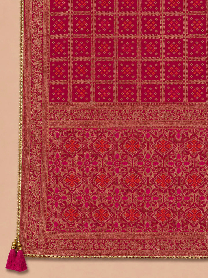 Mustard Embroidery Chanderi Unstitched Dress Material