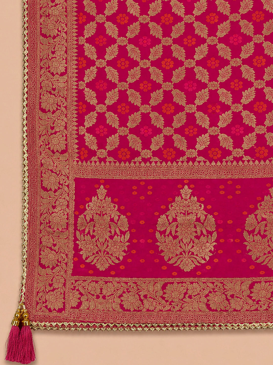 Off White Embroidery Chanderi Unstitched Dress Material
